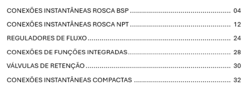 Catálogo Conexões e Reguladoras de Fluxo
