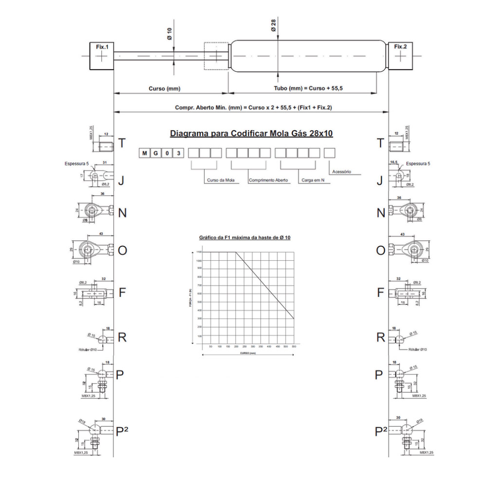 MG 03 - Amortecedor Mola a Gás de Compressão