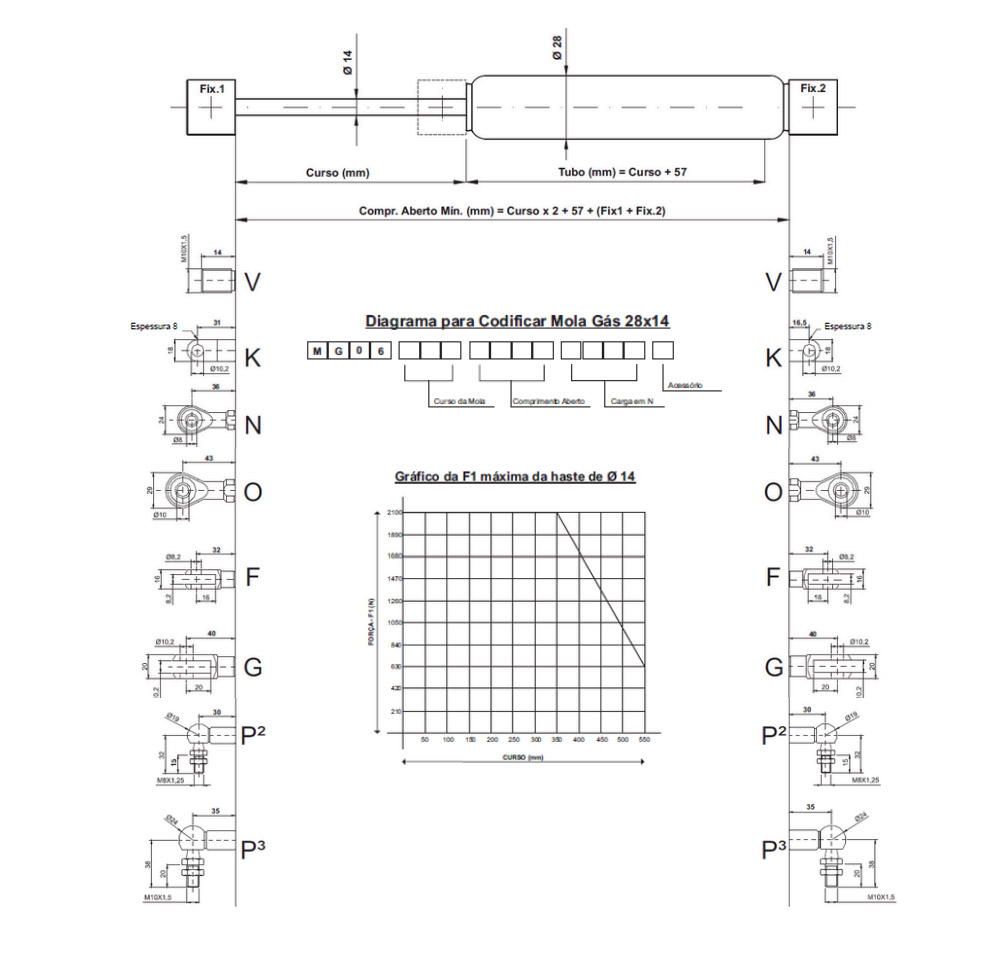 MG 06 - Amortecedor Mola a Gás de Compressão