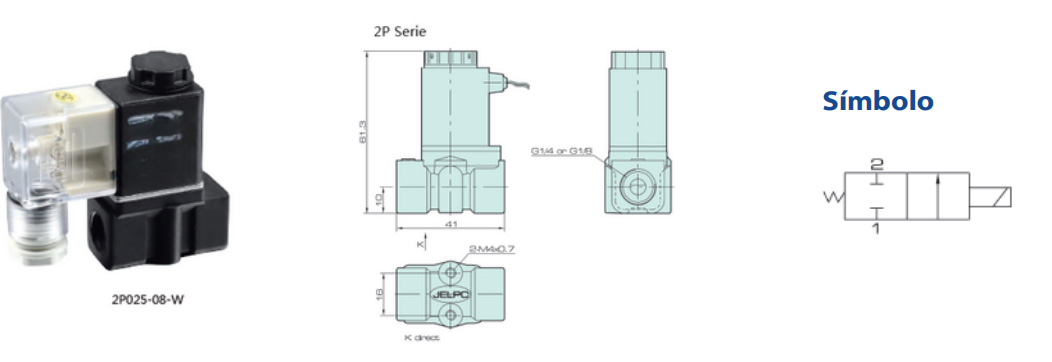 Série 2P 2/2 Vias Solenoide