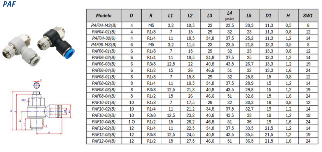 Conexão Reguladora de Fluxo PAF - Especificações Técnicas