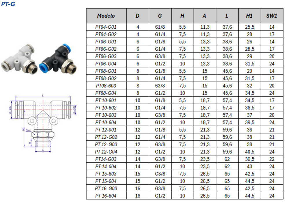 Conexão Instantânea PT-G - Especificações Técnicas