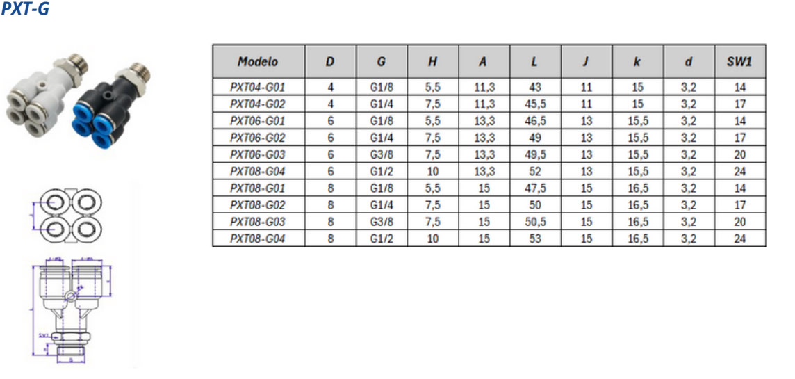 Conexão Instantânea PXT-G - Especificações Técnicas